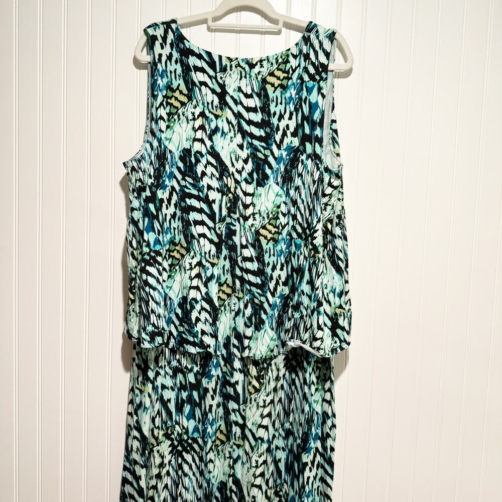 Chicos Layered Tank Dress Teal Black Size XL 16/18 - Picture 6 of 7